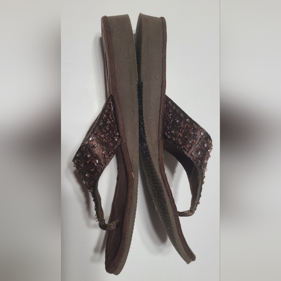 Vintage ESNY Brown Women's or Girls Flip Flops with Bead Work Size 6 - Picture 6 of 8